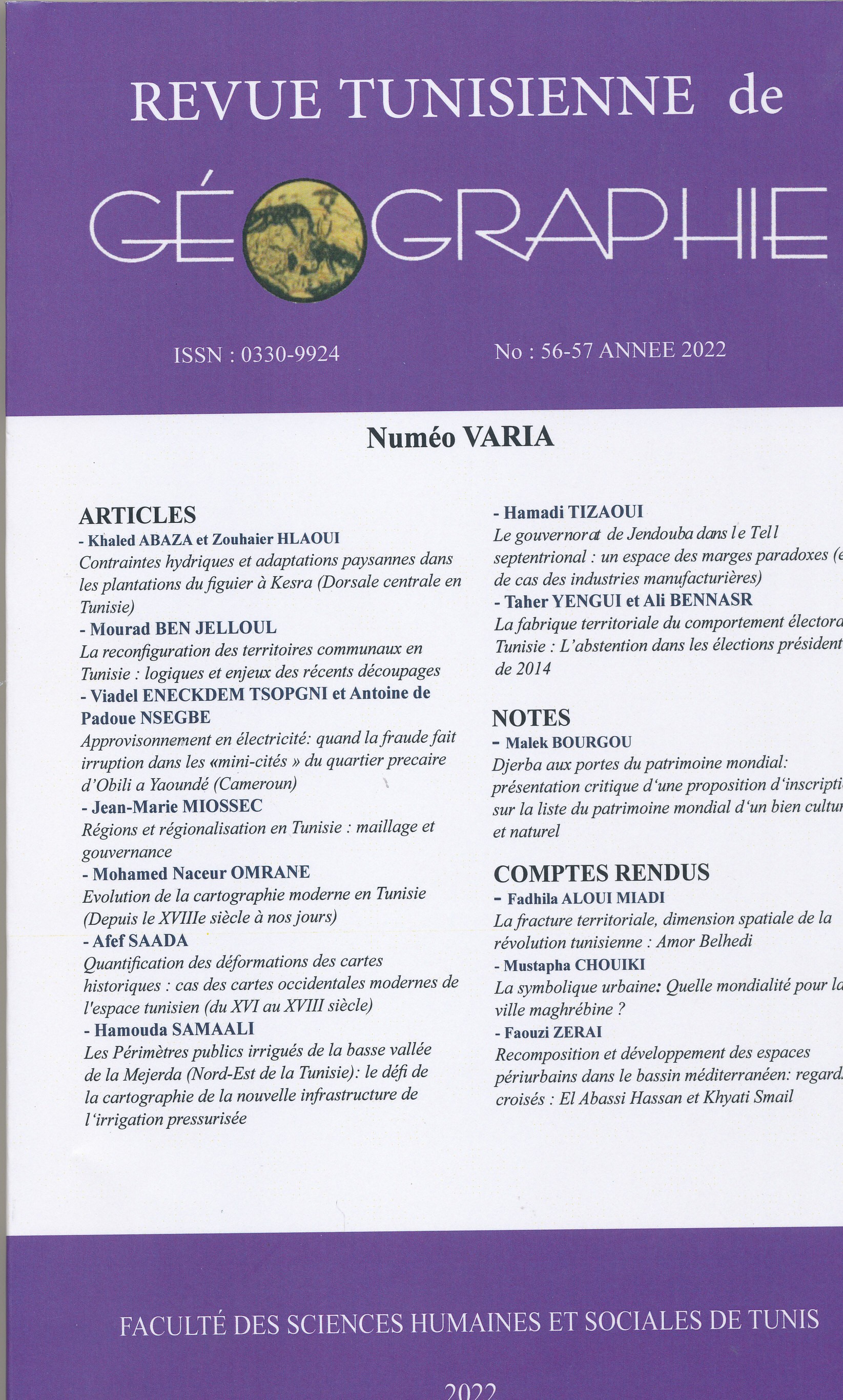 Revue Tunisienne de Géographie N°56-57